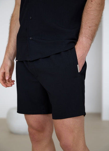 Gym King Signature Woven Texture Short - Black
