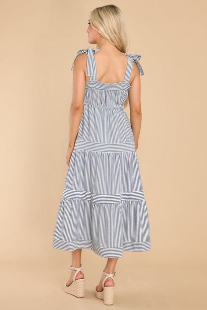 At The Orchard Navy Stripe Maxi Dress