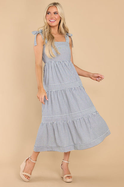 At The Orchard Navy Stripe Maxi Dress