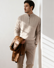 100% Cashmere Woven Half Zip