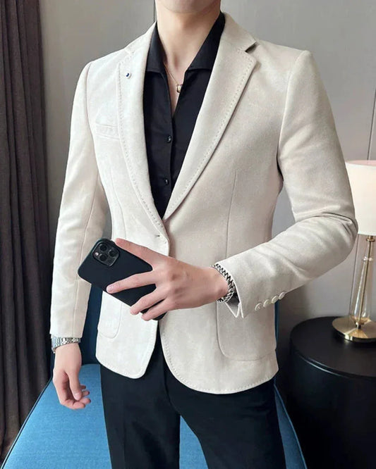 Elegant Men's Single Button Spandex Blazer - Mathéo Blazer