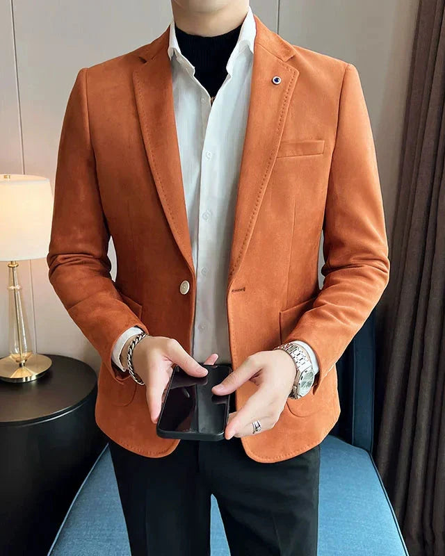 Elegant Men's Single Button Spandex Blazer - Mathéo Blazer