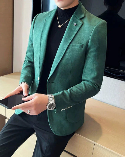 Elegant Men's Single Button Spandex Blazer - Mathéo Blazer