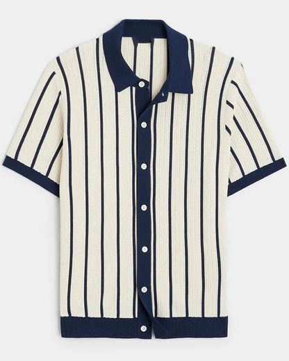 Men's Striped Viscose Short Sleeve Shirt - Maxence Shirt