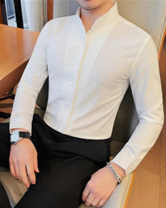 Elegant Men's Shirt in Smooth and Soft Material, Suit Style - Tiago Shirt