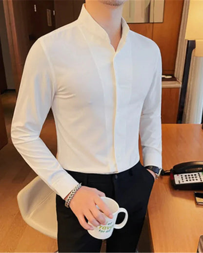 Elegant Men's Shirt in Smooth and Soft Material, Suit Style - Tiago Shirt