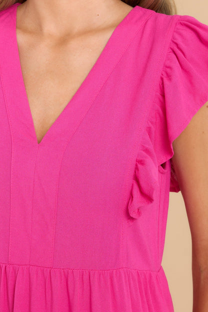 First Day Hot Pink Midi Dress