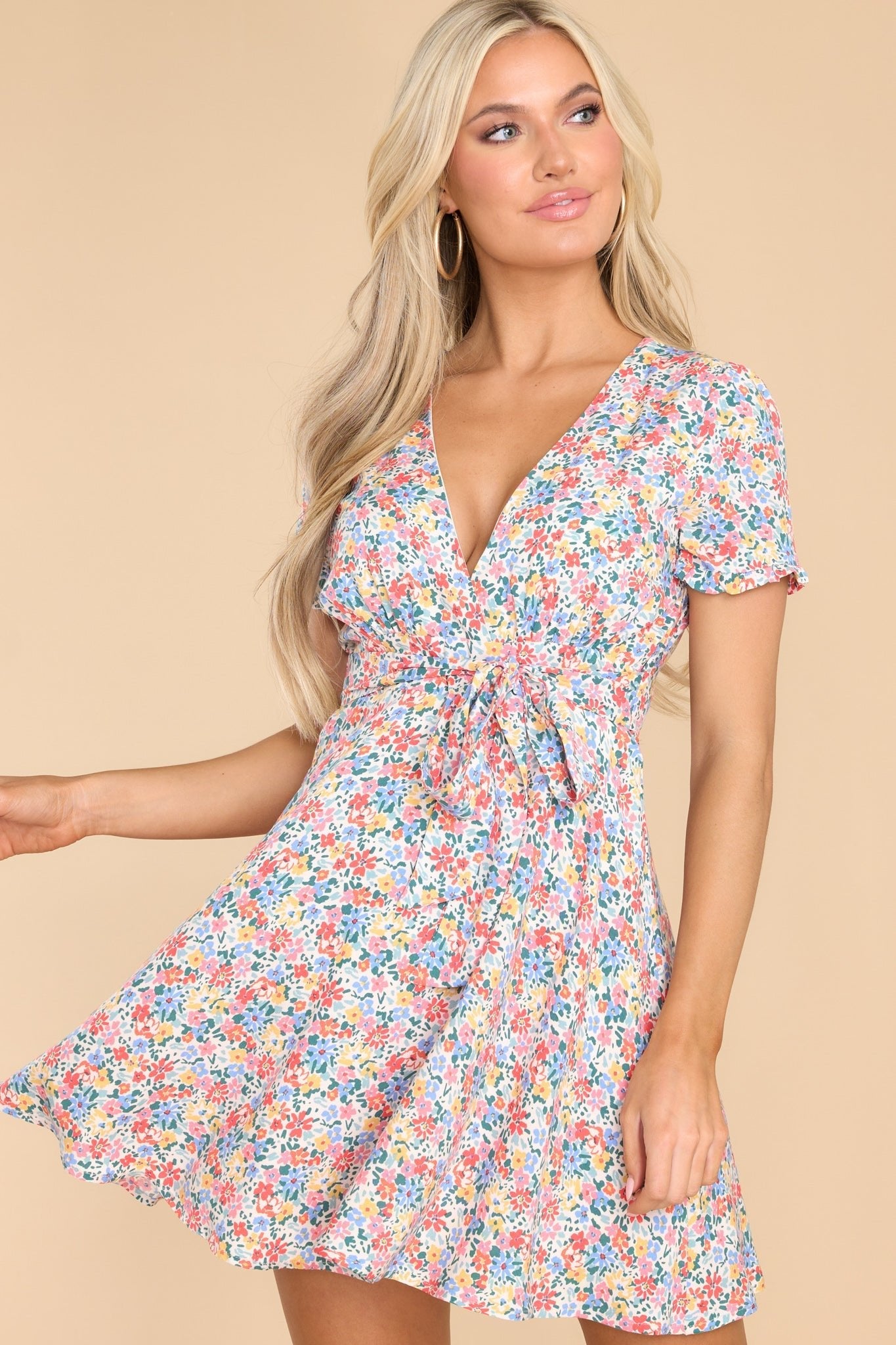 In Love With You Ivory Multi Print Floral Dress