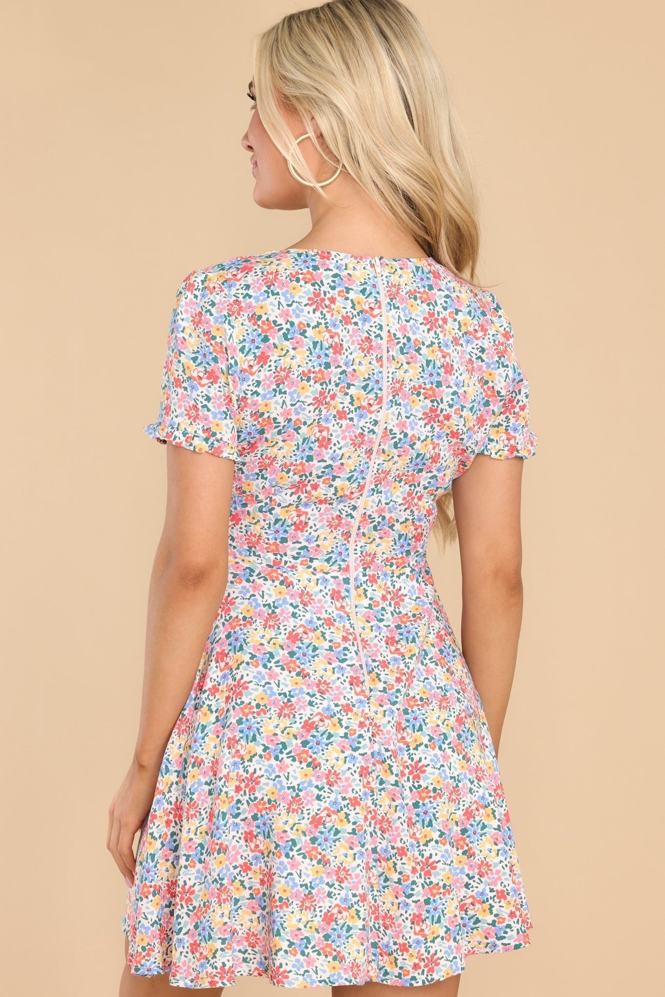 In Love With You Ivory Multi Print Floral Dress