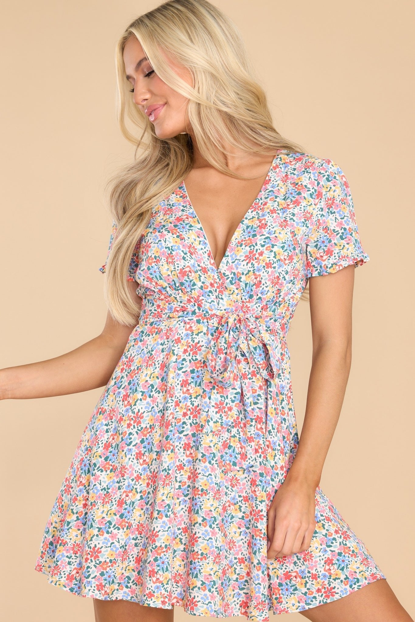 In Love With You Ivory Multi Print Floral Dress