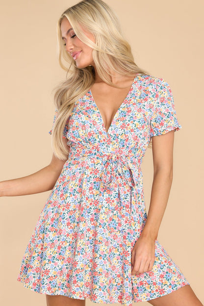 In Love With You Ivory Multi Print Floral Dress